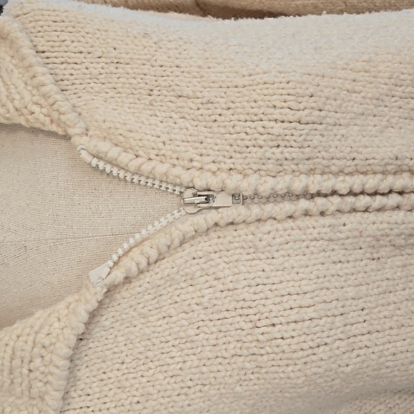 Frantic Hand Knit 100 Percent Wool Zip Up Womens Sweater Pockets Size Large - Picture 4 of 9